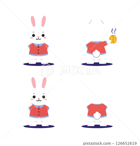 Cute bunny rabbit character in red shirt vector illustration for tshirt printing and craft projects Cute bunny rabbit character in red shirt vector illustration for tshirt printing and craft projects 126652619