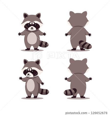 Cute Raccoon Character Front and Back View Vector Illustration for T-shirt Print Projects Cute Raccoon Character Front and Back View Vector Illustration for T-shirt Print Projects 126652678