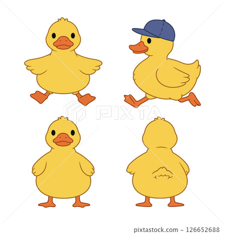 Cute little yellow duckling vector illustrations for t-shirt prints and craft projects 126652688