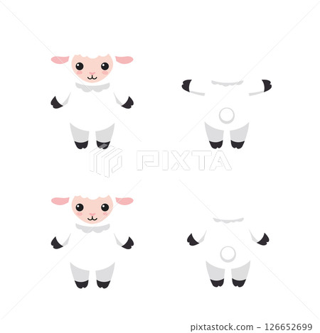 Cute cartoon sheep character vector illustration for t-shirt print and craft projects design ideas Cute cartoon sheep character vector illustration for t-shirt print and craft projects design ideas 126652699
