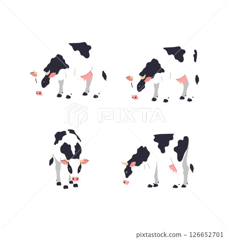 Holstein cow vector illustrations set for t-shirt printing and graphic projects design Holstein cow vector illustrations set for t-shirt printing and graphic projects design 126652701