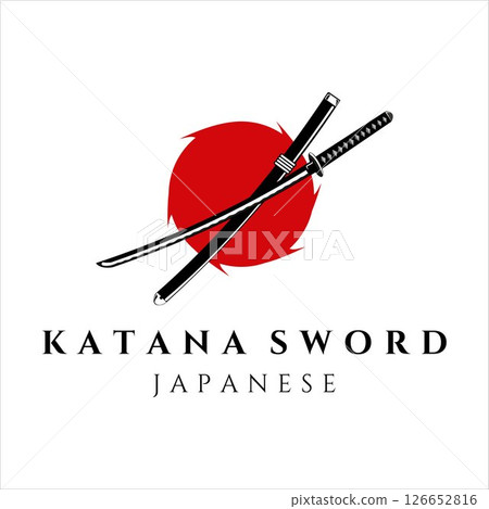 katana sword logo vintage vector illustration template design. simple modern japanese sword of katana logo concept icon emblem illustration vector design 126652816