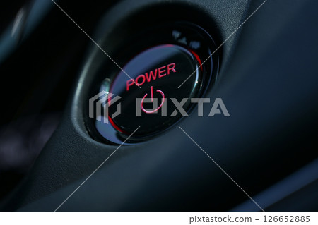 push start power engine system button of electric vehicle car 126652885