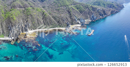 青森縣佛陀浦、西村的神秘景觀鳥瞰圖 126652913