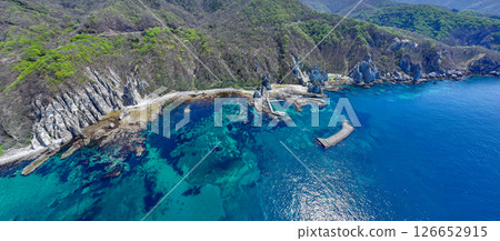 青森縣佛陀浦、西村的神秘景觀鳥瞰圖 126652915
