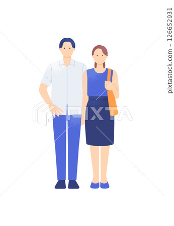 Young men and women going out. Vector illustration of a couple dating in summer Young men and women going out. Vector illustration of a couple dating in summer 126652931