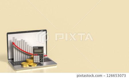 The Calculator and coins for business concept 3d Rendering. The Calculator and coins for business concept 3d Rendering. 126653073
