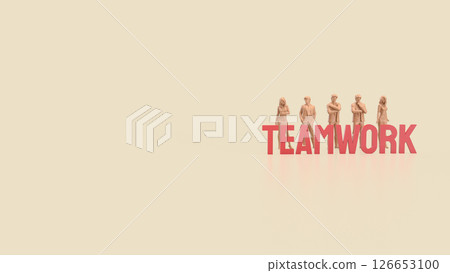 The Teamwork text and officer  for Business concept 3d Rendering. 126653100