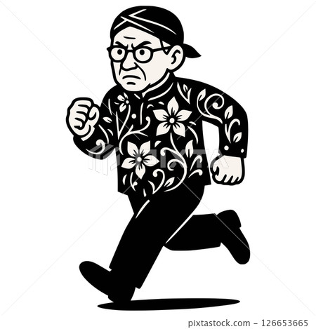 Elderly Man in Batik and Blangkon Runs Generative AI 126653665