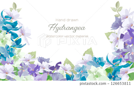 水彩畫的繡球花框架 126653811