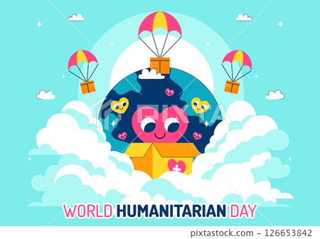 Vector Illustration for World Humanitarian Day Featuring Global Acts of Kindness, Charity, Volunteer Work, and Community Support in a Flat Background 126653842