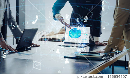 Group of business people meeting in office and communication network concept Group of business people meeting in office and communication network concept 126654307
