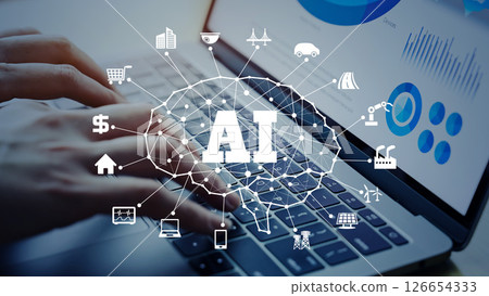 筆記型電腦和人工智慧/人工智慧概念橫幅和廣告的水平視覺 126654333