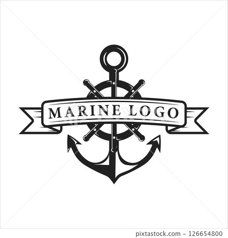 nautical logo vintage vector template icon illustration design. anchor and ship steering wheel emblem retro for marine and navy concept logo design nautical logo vintage vector template icon illustration design. anchor and ship steering wheel emblem retro for marine and navy concept logo design 126654800