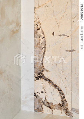 Experience the elegance of a marble shower design with unique, captivating patterns Experience the elegance of a marble shower design with unique, captivating patterns 126654948