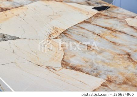 An Elegant Marble Countertop Showcasing Stunning and Unique Patterns and Rich Colors 126654960