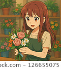 A flower shop clerk making a bouquet 126655075