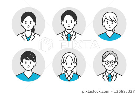Doctor, nurse, and medical office male and female face icon set [People vector illustration material] 126655327