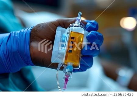 Intravenous Therapy, A Close-Up View of a Medical Professional Administering Treatment 126655425