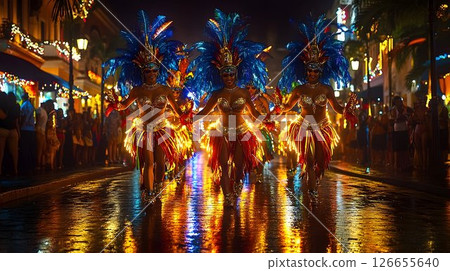 Vibrant Celebration, Carnival Performers Illuminate the Night in Puerto Rico 126655640
