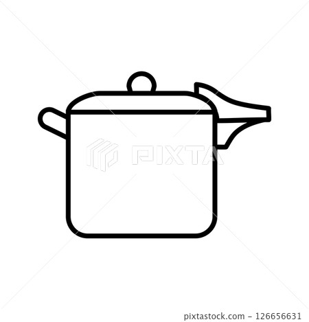 簡單的線條畫壓力鍋圖示插圖 |壓力鍋、鍋子、炊具、向量圖 126656631