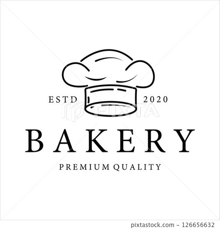 bakery shop logo line art vector illustration template icon design. hat of chef logo concept  for business bakery logo 126656632