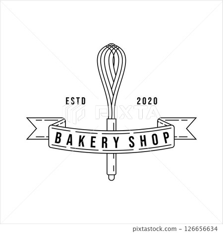 bakery shop logo line art vector illustration template icon design. cake mix logo concept for business bakery logo bakery shop logo line art vector illustration template icon design. cake mix logo concept for business bakery logo 126656634