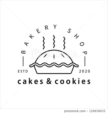 bakery shop logo line art vector illustration template icon design. cake and cookies or pie logo concept for business bakery logo bakery shop logo line art vector illustration template icon design. cake and cookies or pie logo concept for business bakery logo 126656635