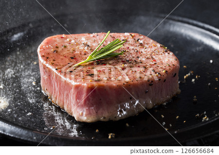 Japanese black beef fillet steak 126656684