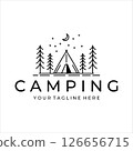 camping logo line art simple minimalist vector illustration template icon design. adventure and wanderlust symbol for activity outdoor summer camp 126656715