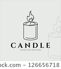 candle line art logo simple minimalist vector illustration template icon design 126656718
