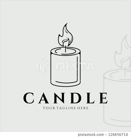 candle line art logo simple minimalist vector illustration template icon design 126656718