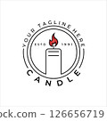 candle line art logo simple minimalist vector illustration template icon design with badge 126656719