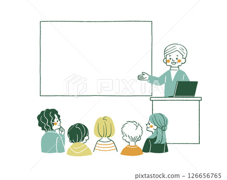 A man giving an explanation using a screen or whiteboard - 4 colors A man giving an explanation using a screen or whiteboard - 4 colors 126656765