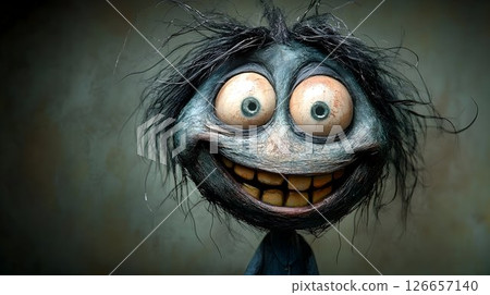 Whimsical Animated Character with Expressive Features and Grinning Smile 126657140