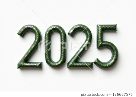 Futuristic 2025 green text design for new year celebration and graphic projects. AI generation 126657575