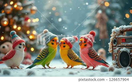 Parakeet bird Christmas 126657904