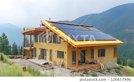 Contemporary Residence Integrating Sustainable Energy with Mountain Backdrop Contemporary Residence Integrating Sustainable Energy with Mountain Backdrop 126657996