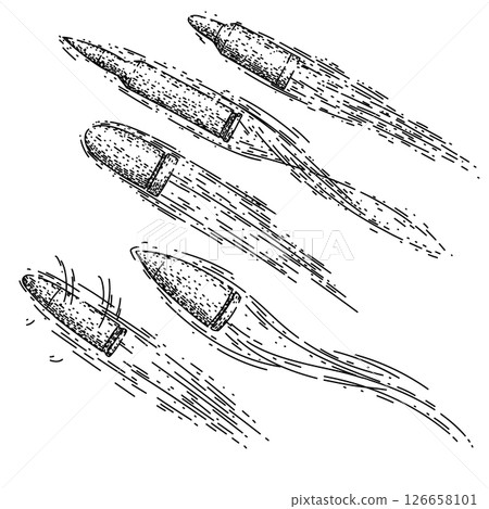 bullet flying set sketch hand drawn vector 126658101