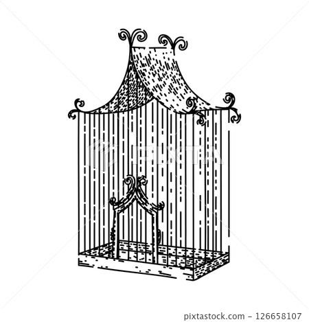 perch birdcage sketch hand drawn vector 126658107