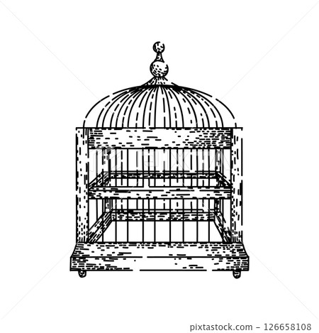 aviary birdcage sketch hand drawn vector 126658108