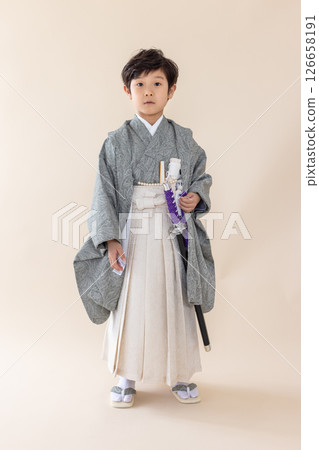 Boy wearing a kimono for Shichigosan, 5 years old 126658191