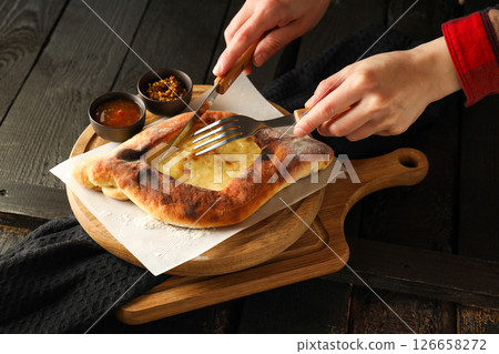 Khachapuri, concept of tasty food, tasty baking food 126658272
