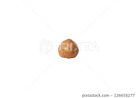 PNG, One whole peeled hazelnut, isolated on white background 126658277