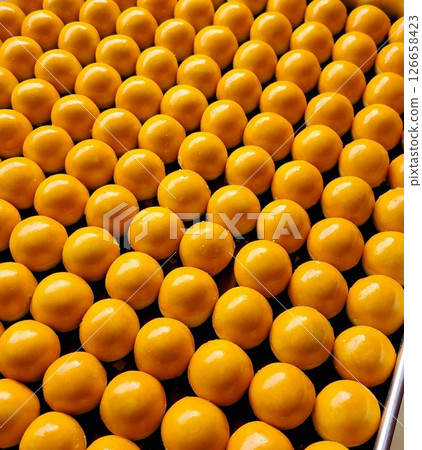 Pineapple cake, called Kue Nenas or Nastar in Indonesian, is one of the most popular traditional sweets to celebrate Eid al-Fitr. Indonesian people's favorite sweets. Selective focus. 126658423