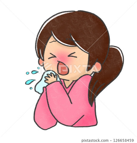Health care illustration | Coughing girl Health care illustration | Coughing girl 126658459