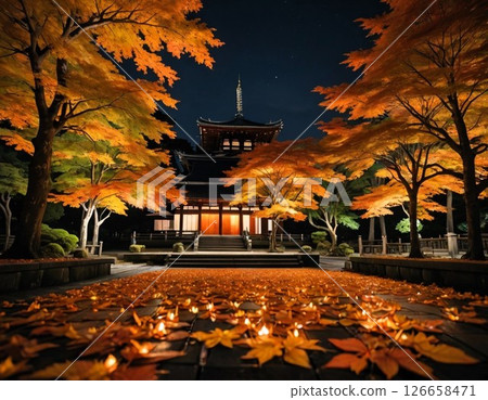 The lighted up five-story pagoda of Toji 126658471