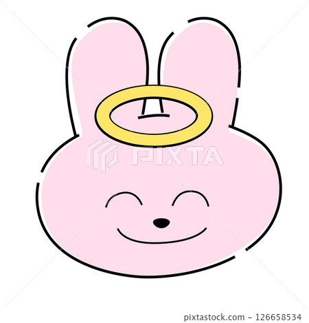 帶有天使光環的粉紅兔子插畫011 126658534