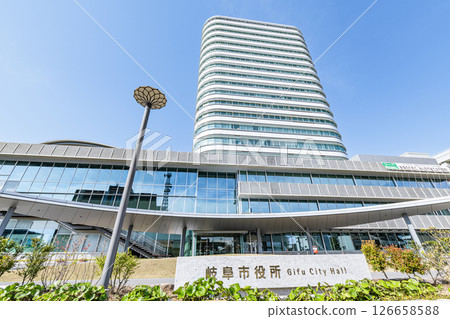 岐阜縣岐阜市晴朗天氣中的岐阜市政廳 岐阜縣岐阜市晴朗天氣中的岐阜市政廳 126658588