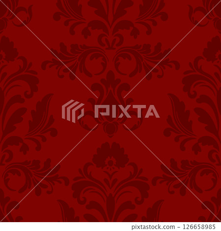 Seamless damask pattern wallpaper Baroque style. Elegant vector background. Black floral ornament. Graphic pattern for fabric,carpet,wallpaper,packaging. Ornate Damask flower ornament. 126658985